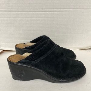 UGG Australia 1934 Black Suede Heeled Mules Sz 7 Women’s
